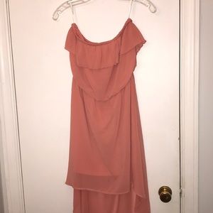 Pink Strapless High-Low Dress